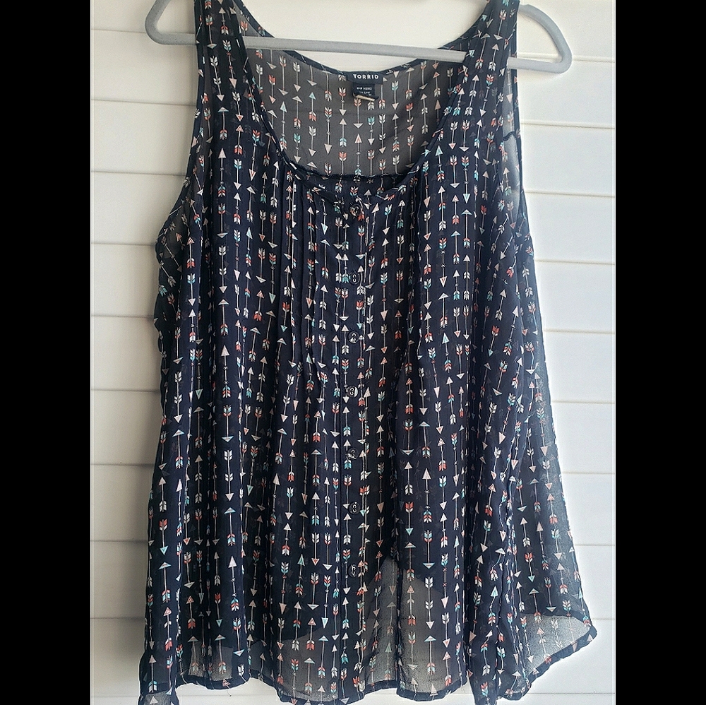 Bohemian Boho Arrow Pattern split back tank top